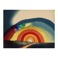 Rainbow Over the Coastline Abstract Painting (Print Only)