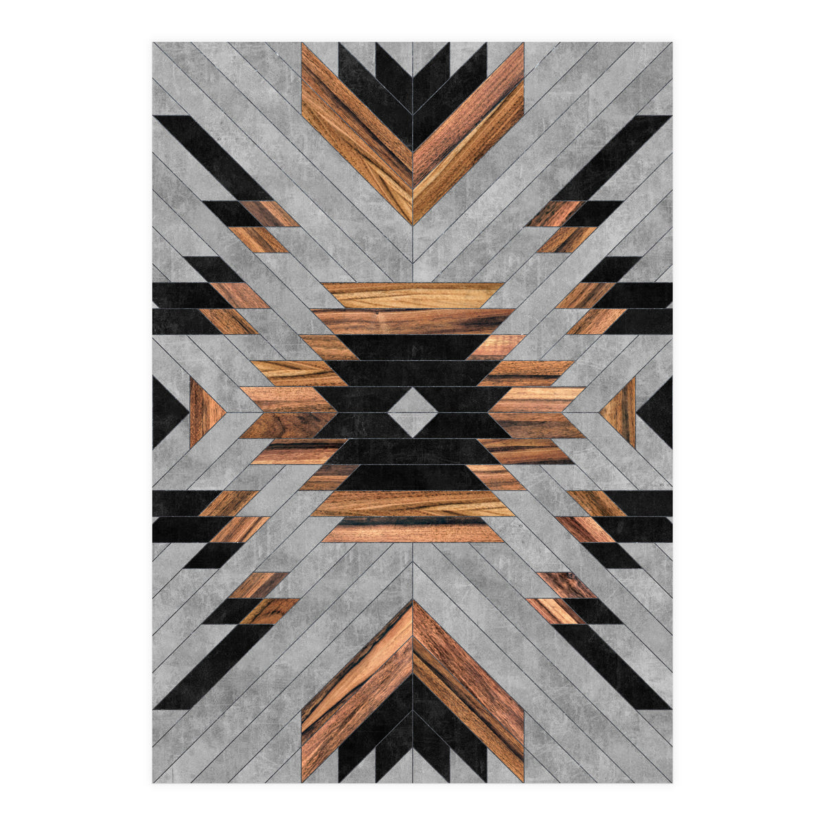 Urban Tribal Pattern No.6 - Aztec - Concrete and Wood (Print Only)