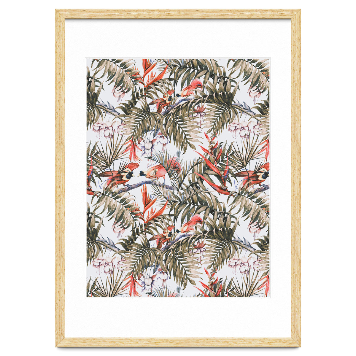 Exotic birds in the jungle paradise