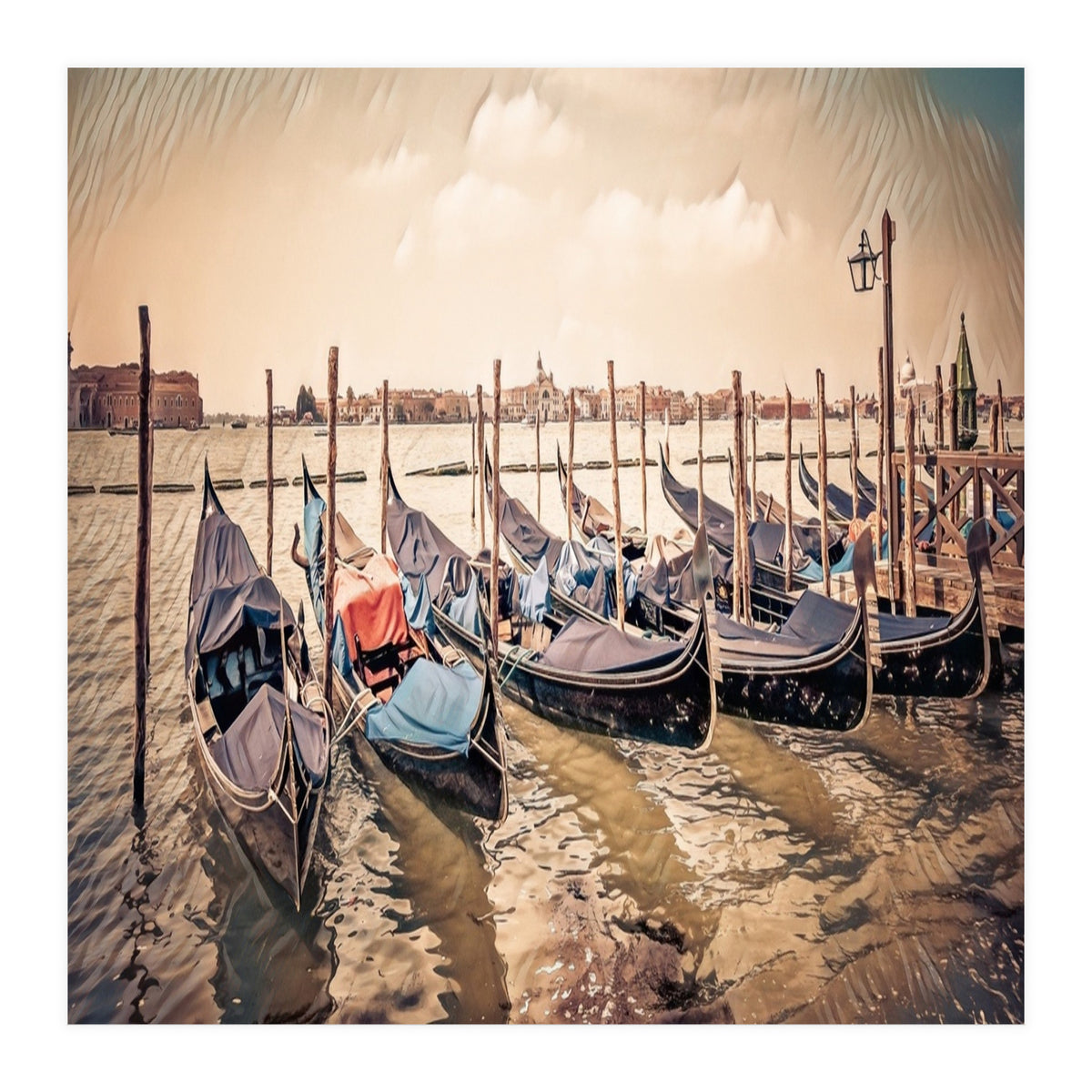 Several Gondolas boats, Colorful Italy  (Print Only)