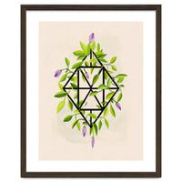 Geometric frame with leaves and flowers