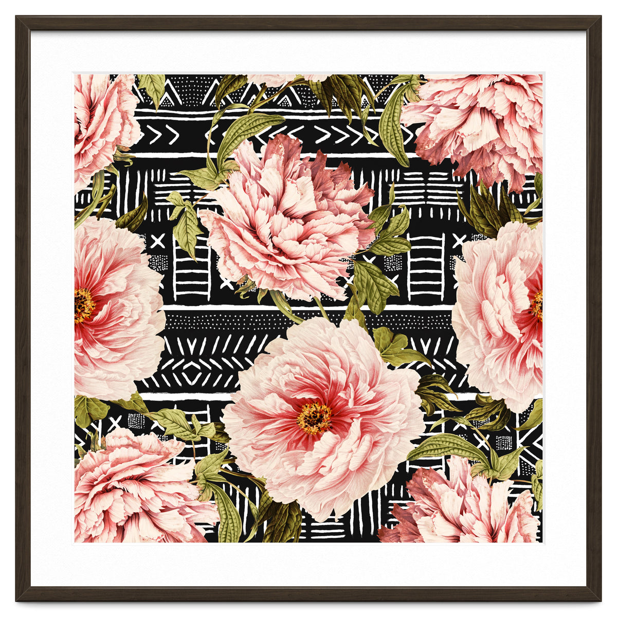 Flowering pink on drawn lines