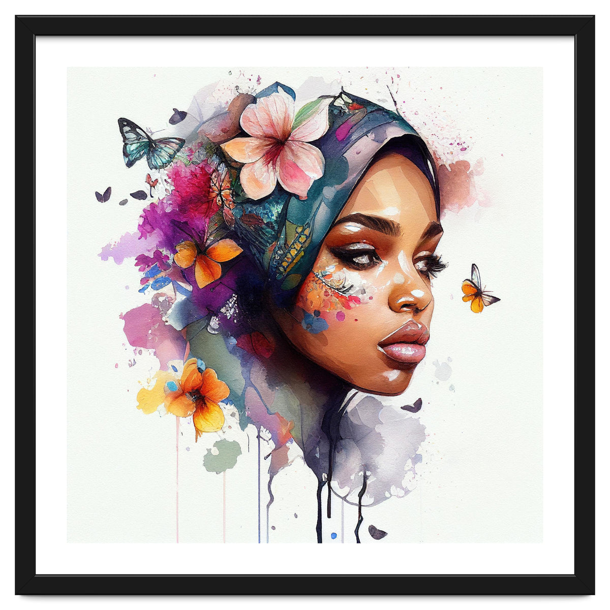 Watercolor Floral Arabian Woman #2