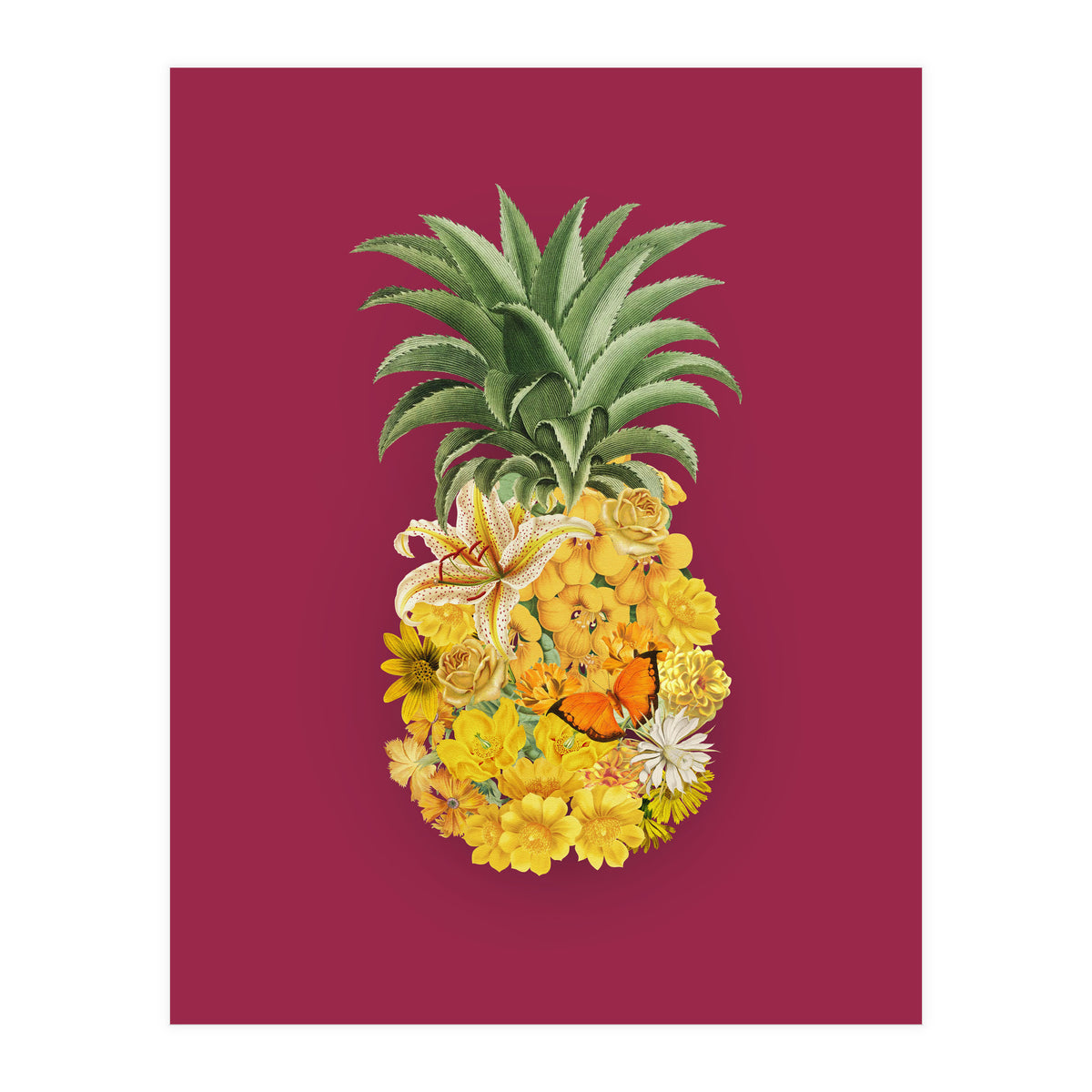 Pineapple Floral Pink (Print Only)