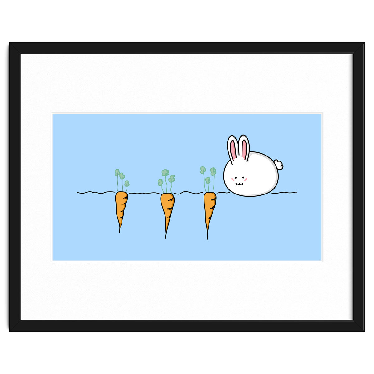 Kawaii Cute Rabbit With Carrots