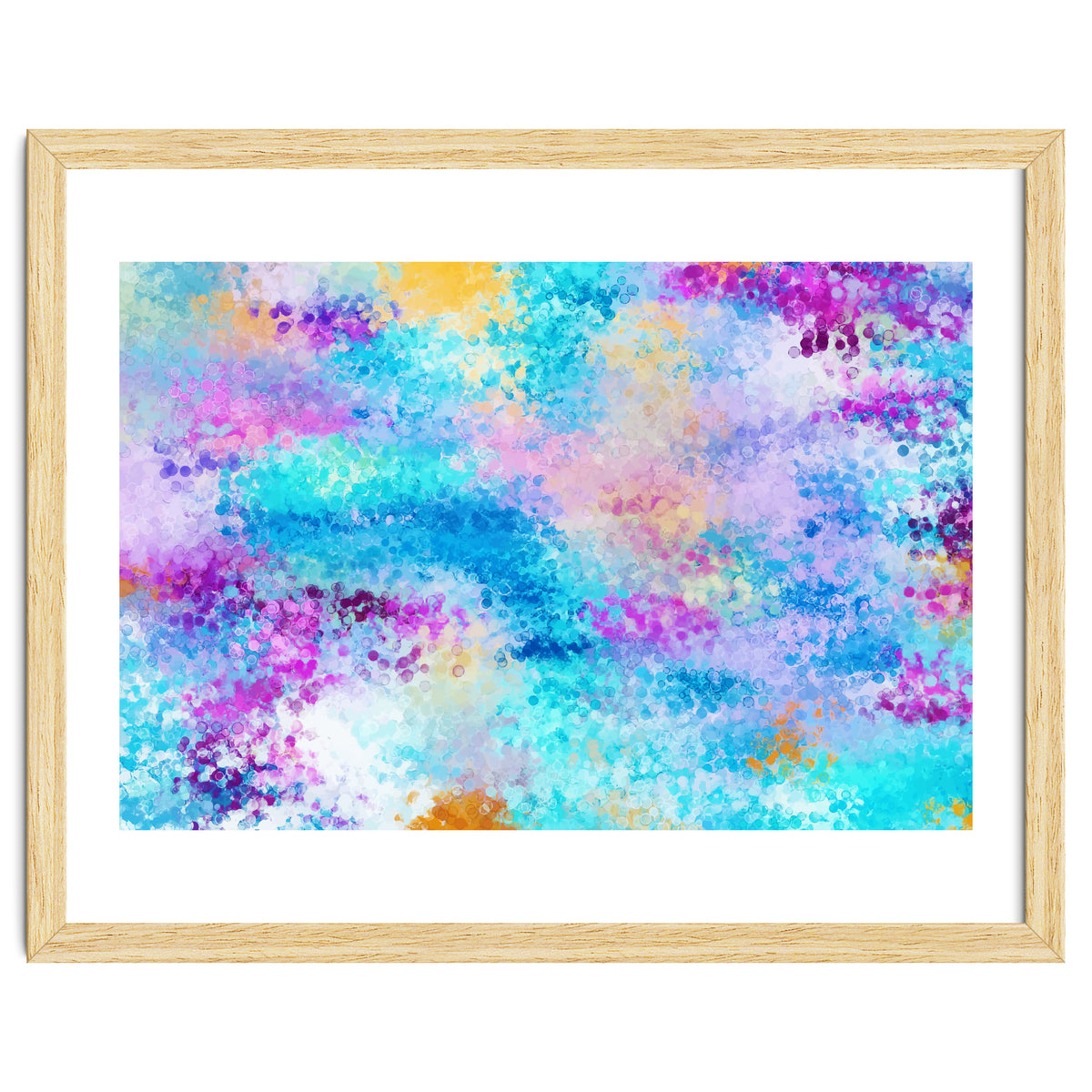 Mixed Emotions, Abstract Blue Colorful Painting, Eclectic Modern Bohemian Shapes Ocean