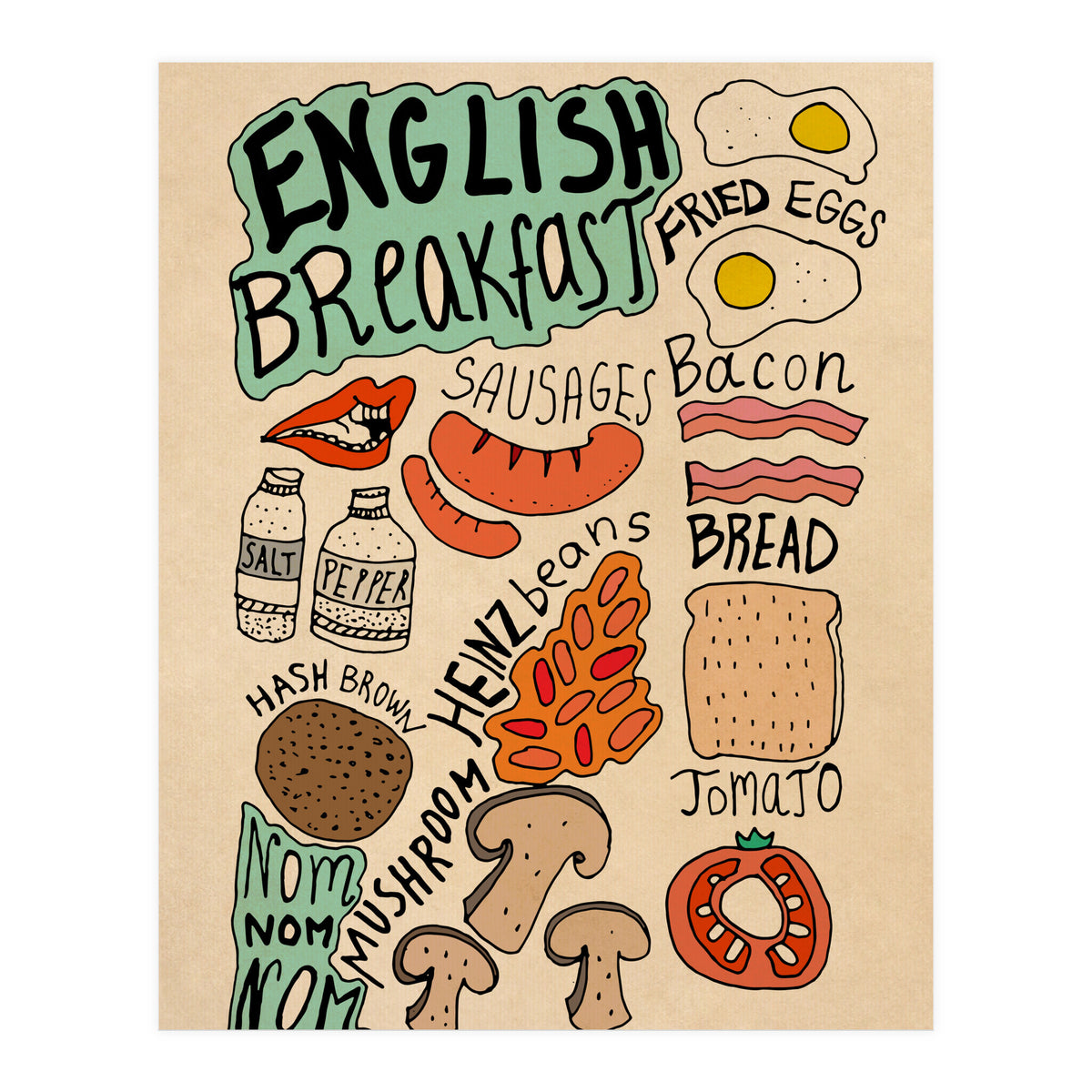 English Breakfast food recipe (Print Only)