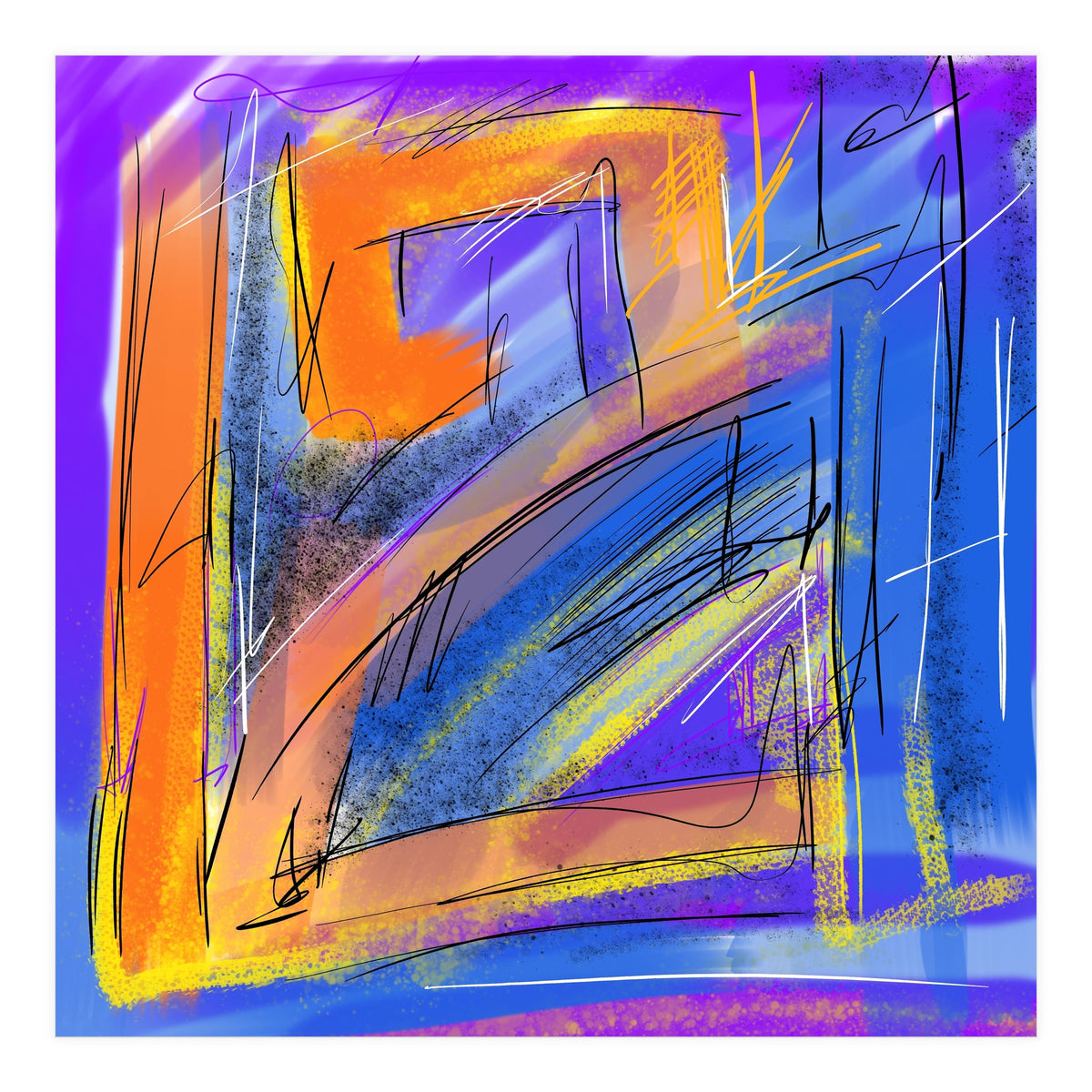 Orange Walking In Blue (Print Only)