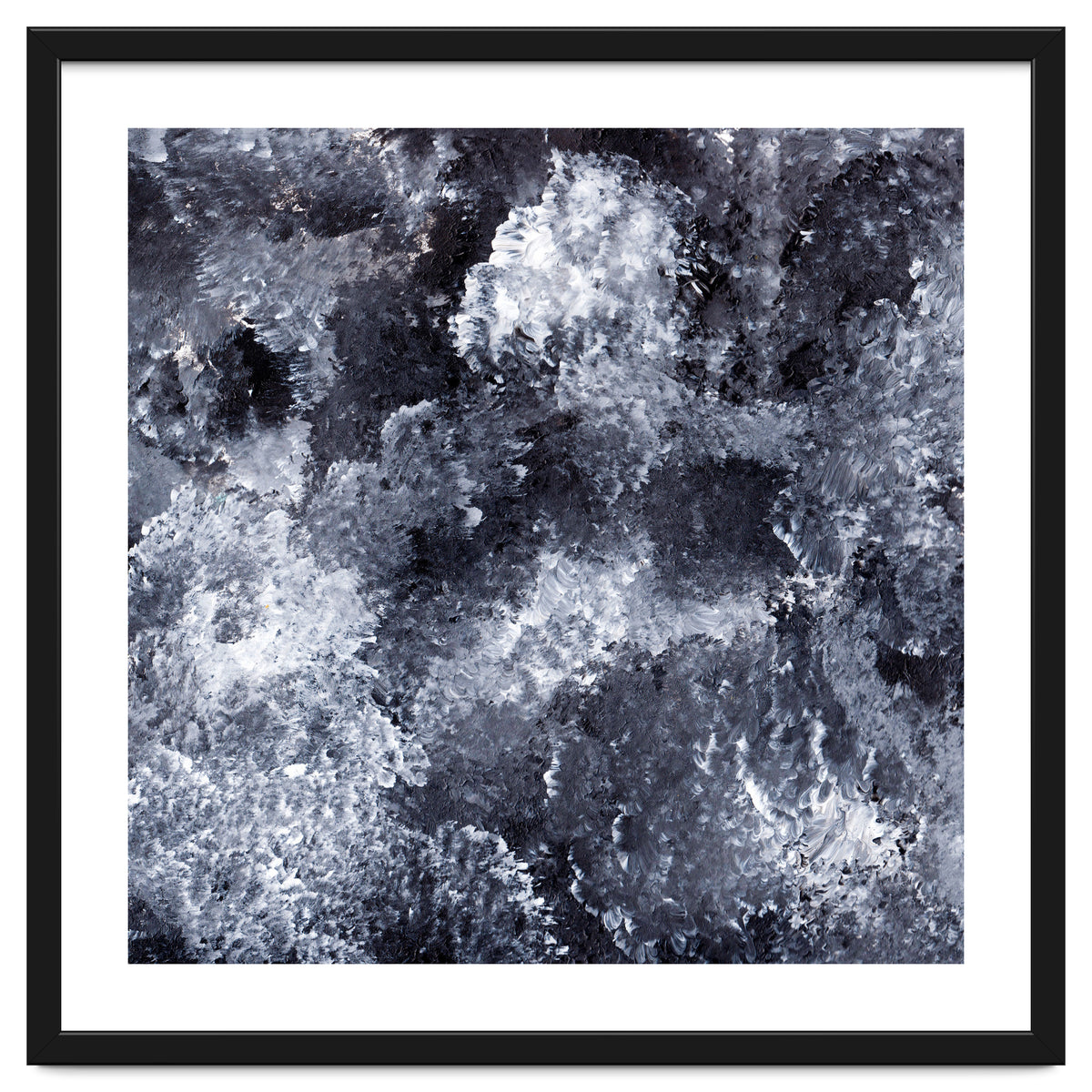 Modern Black White Acrylic Paint Brushstroke Ocean Waves