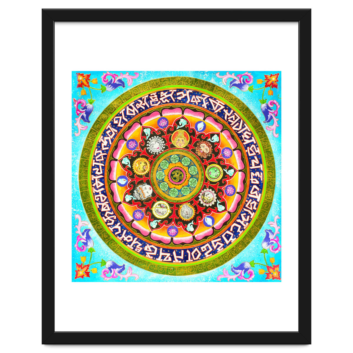 Chakra Mandala, Ayurveda Yoga Aum, Eclectic Colorful Bohemian Sun Sign Moon Sign Zodiac Astrology