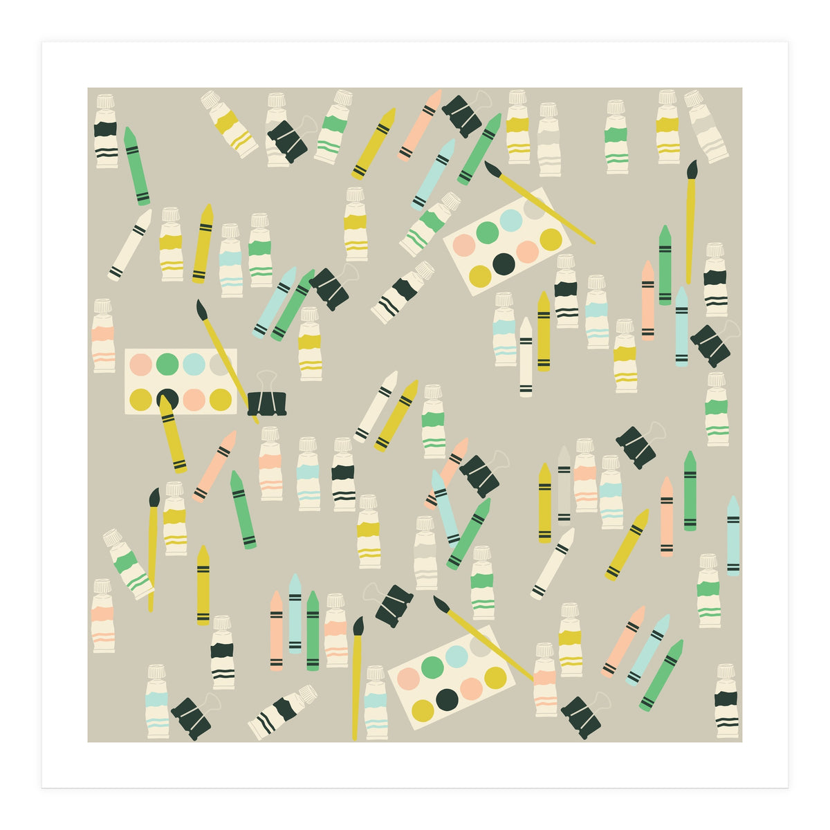 Artist pattern with crayons, watercolors and acrylic paint (Print Only)