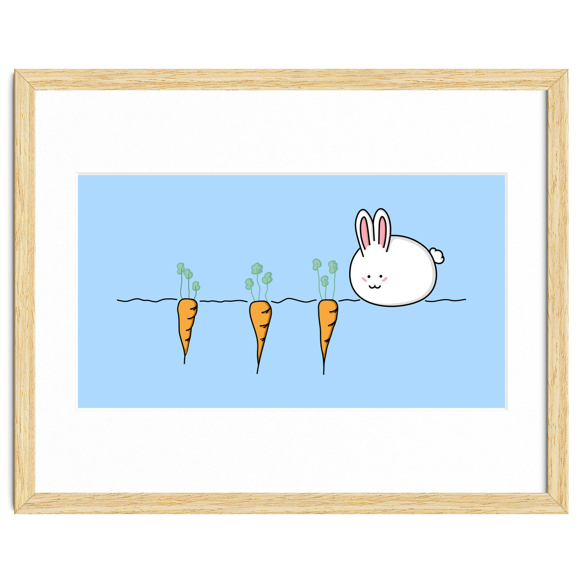 Kawaii Cute Rabbit With Carrots