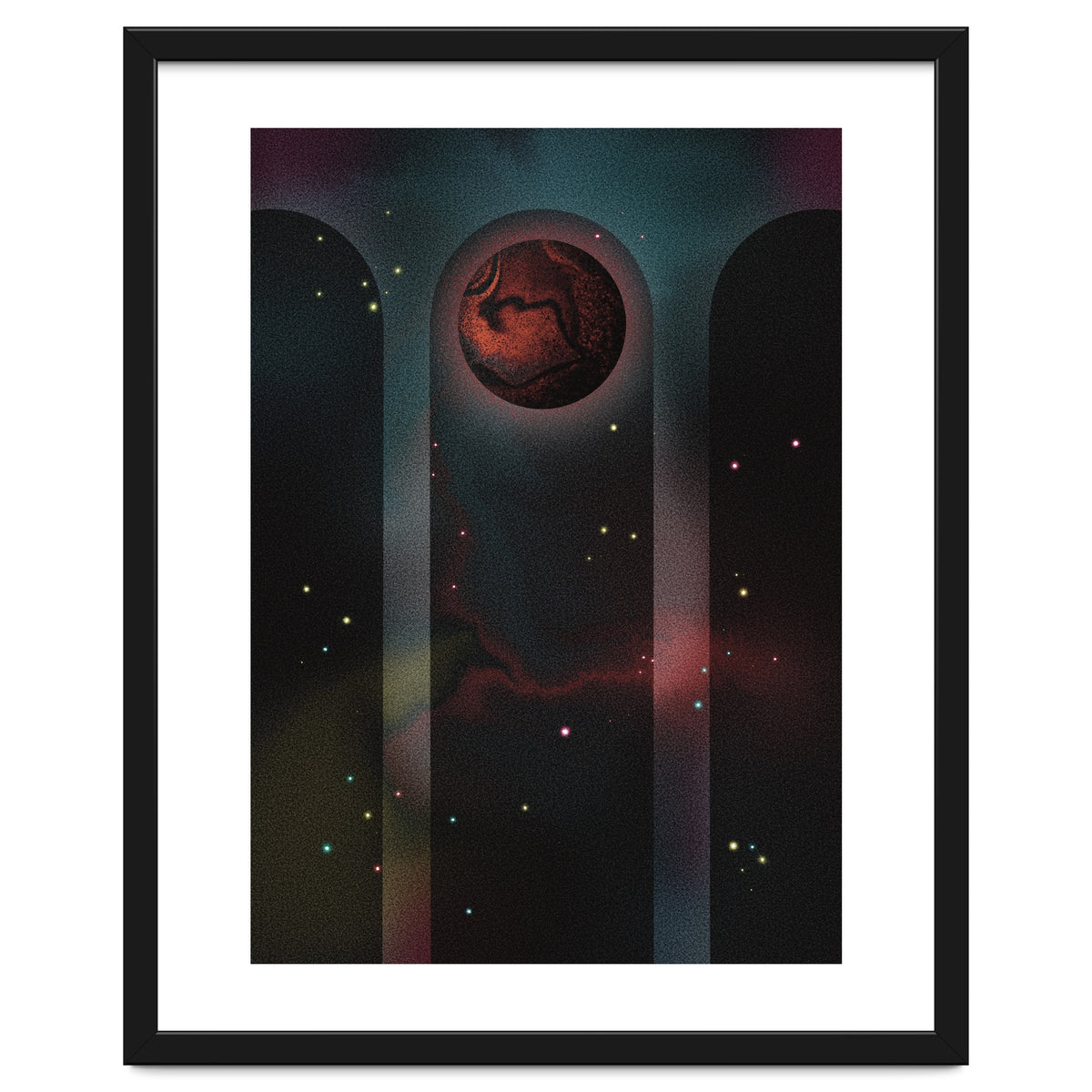 Space Temple with red planet