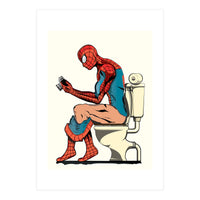 Spider-man on the Toilet, funny bathroom humour (Print Only)
