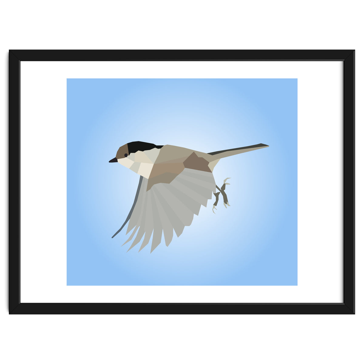 Willow Tit Bird Low Poly Art