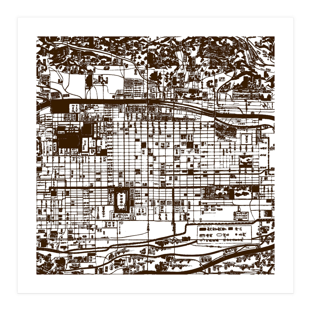 Antique Oriental Town Map  (Print Only)