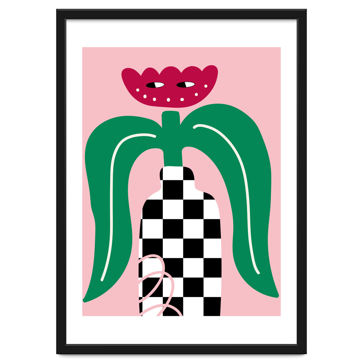Flower in Checker Vase