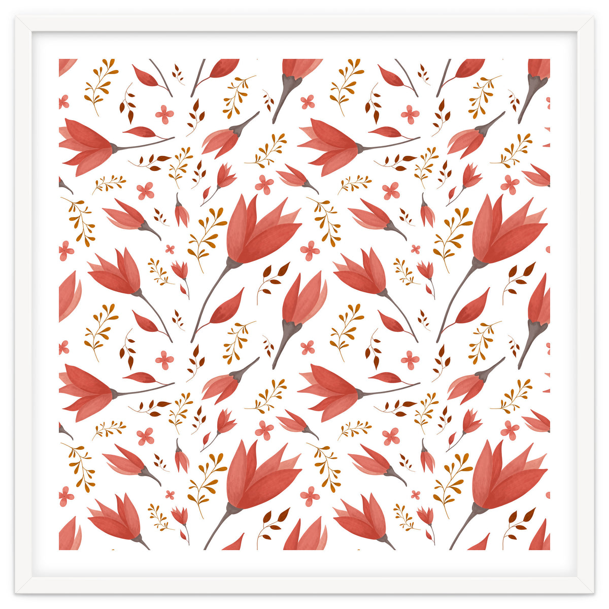Delicate Autumn Floral Gouache Pattern Collection I