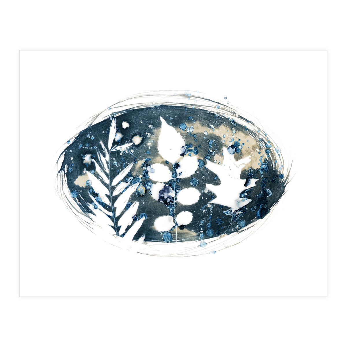 Indigo Blue Botanical Leaves No. 6 (Print Only)