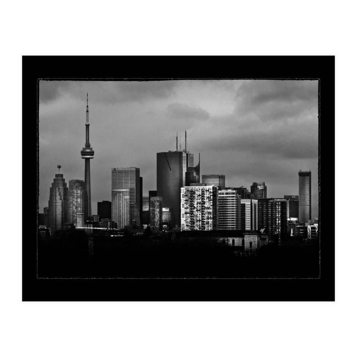 Toronto Skyline From The Pape Ave Bridge No 3 with Border (Print Only)