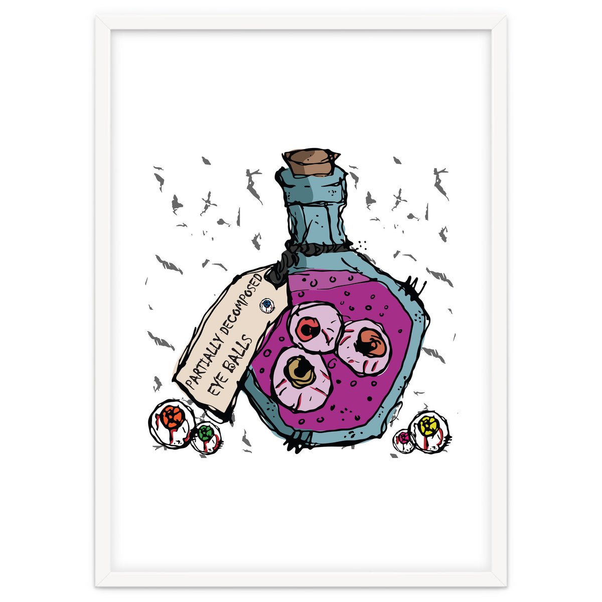 Decomposed eyes in a bottle