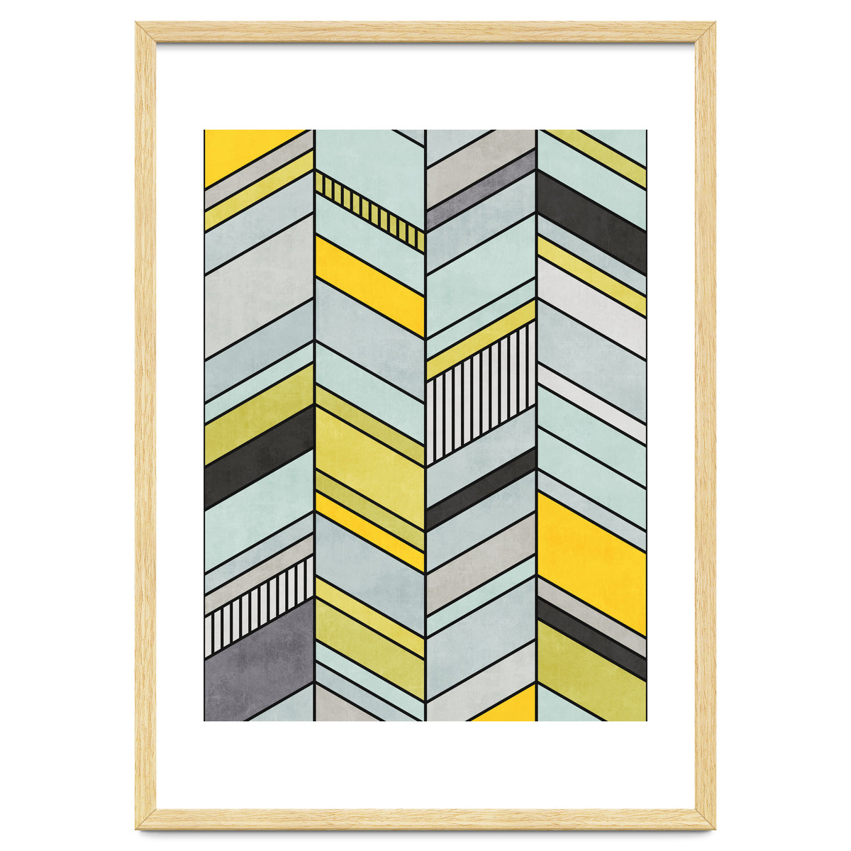 Colorful Concrete Chevron Pattern - Yellow, Blue, Grey