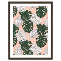 Hand drawing monstera pastel color