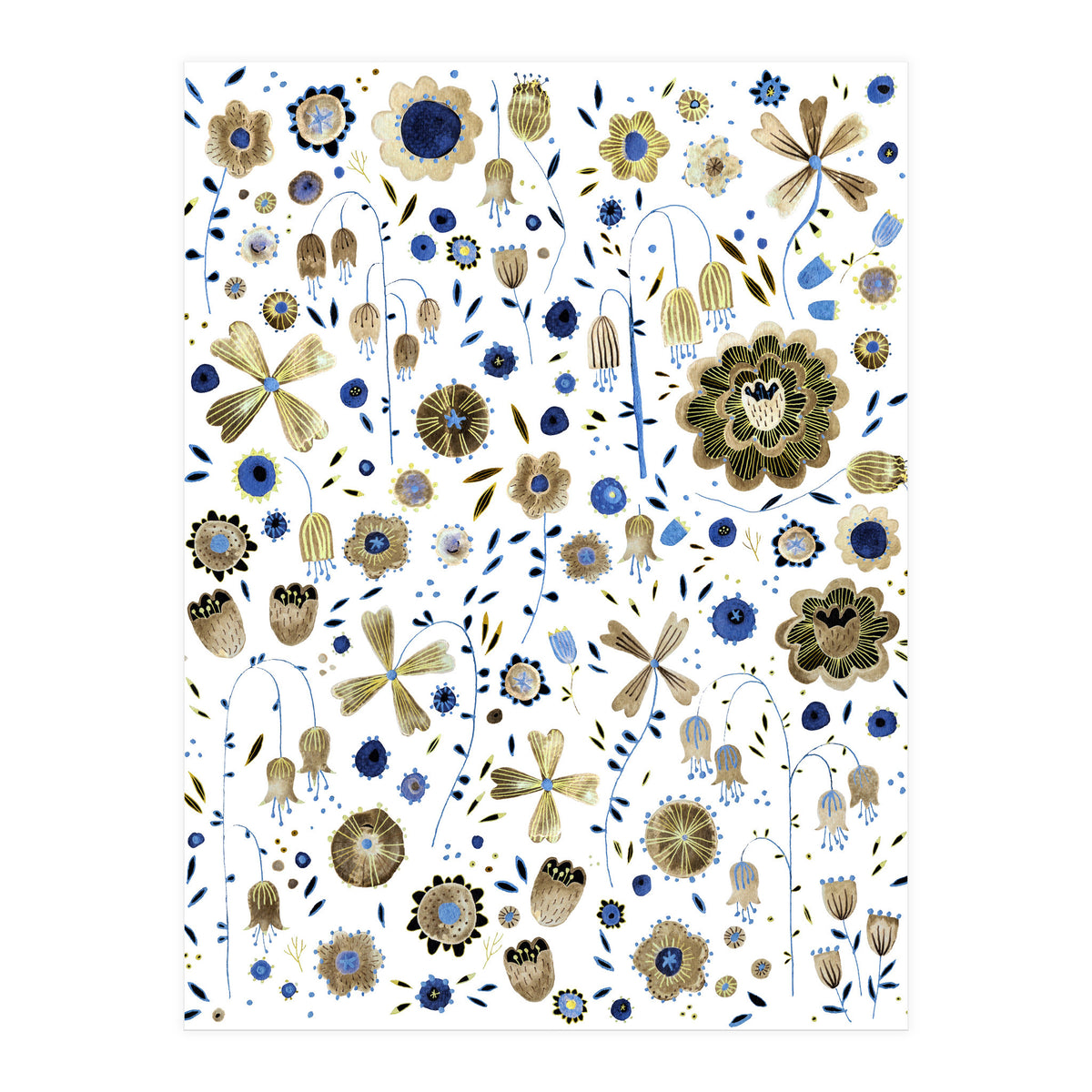 Indigo Flower Golden Mashup (Print Only)