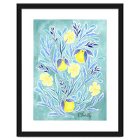 Wild Orange Floral | Lemon & Duck Egg Blue