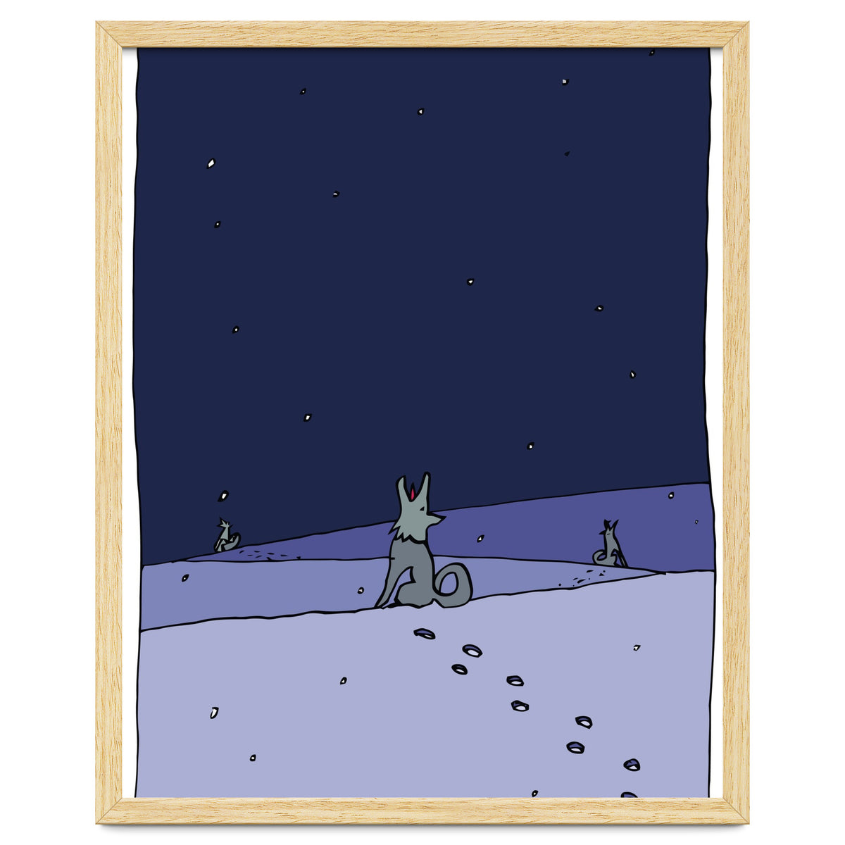 Dogs in Winter Night