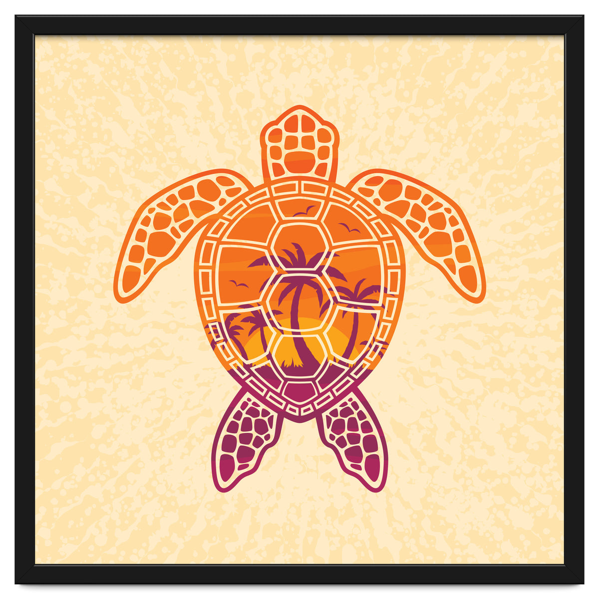 Tropical Sunset Sea Turtle Design
