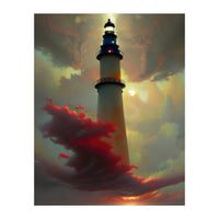 Lighthouse floating in the Sunset Clouds (Print Only)
