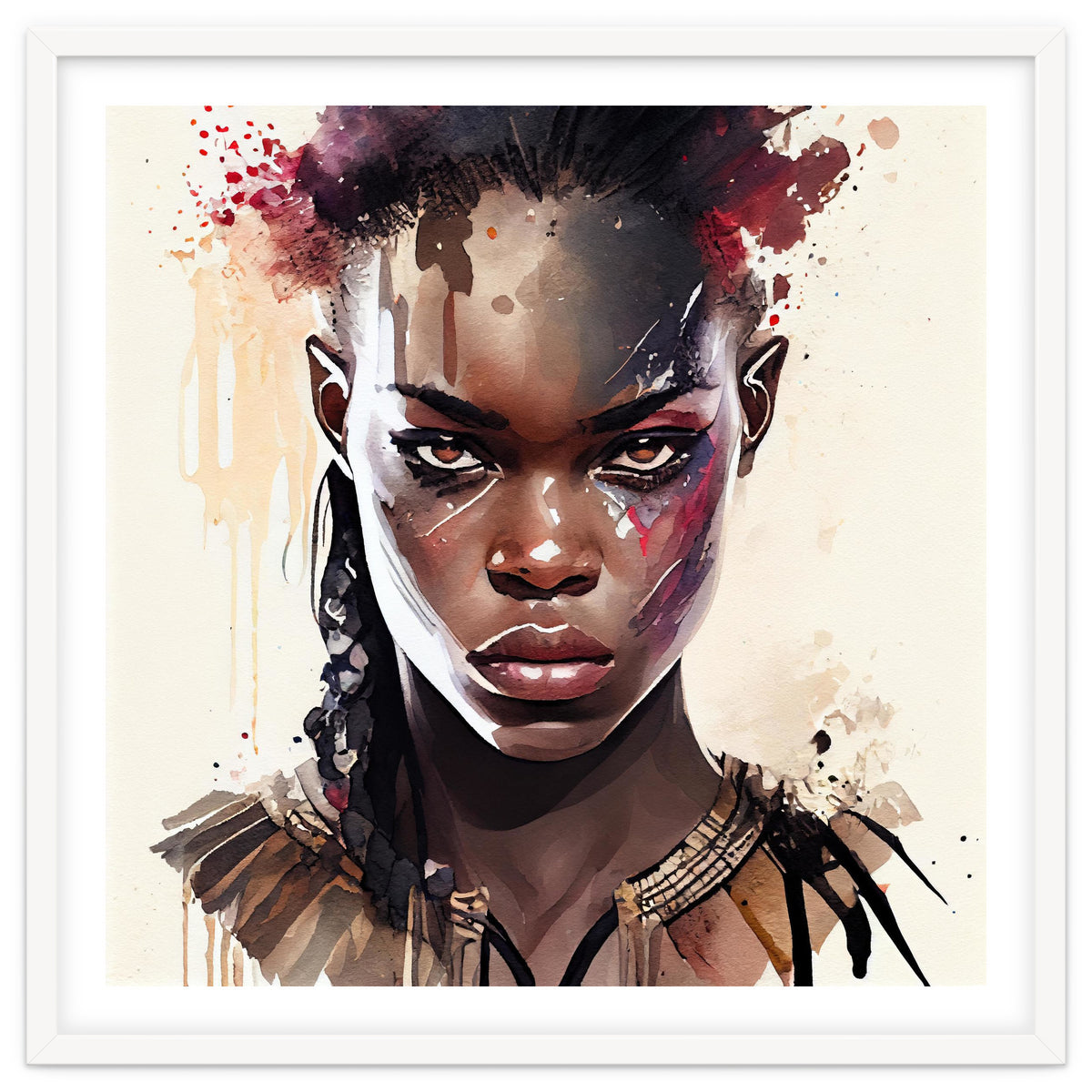 Watercolor African Warrior Woman #2
