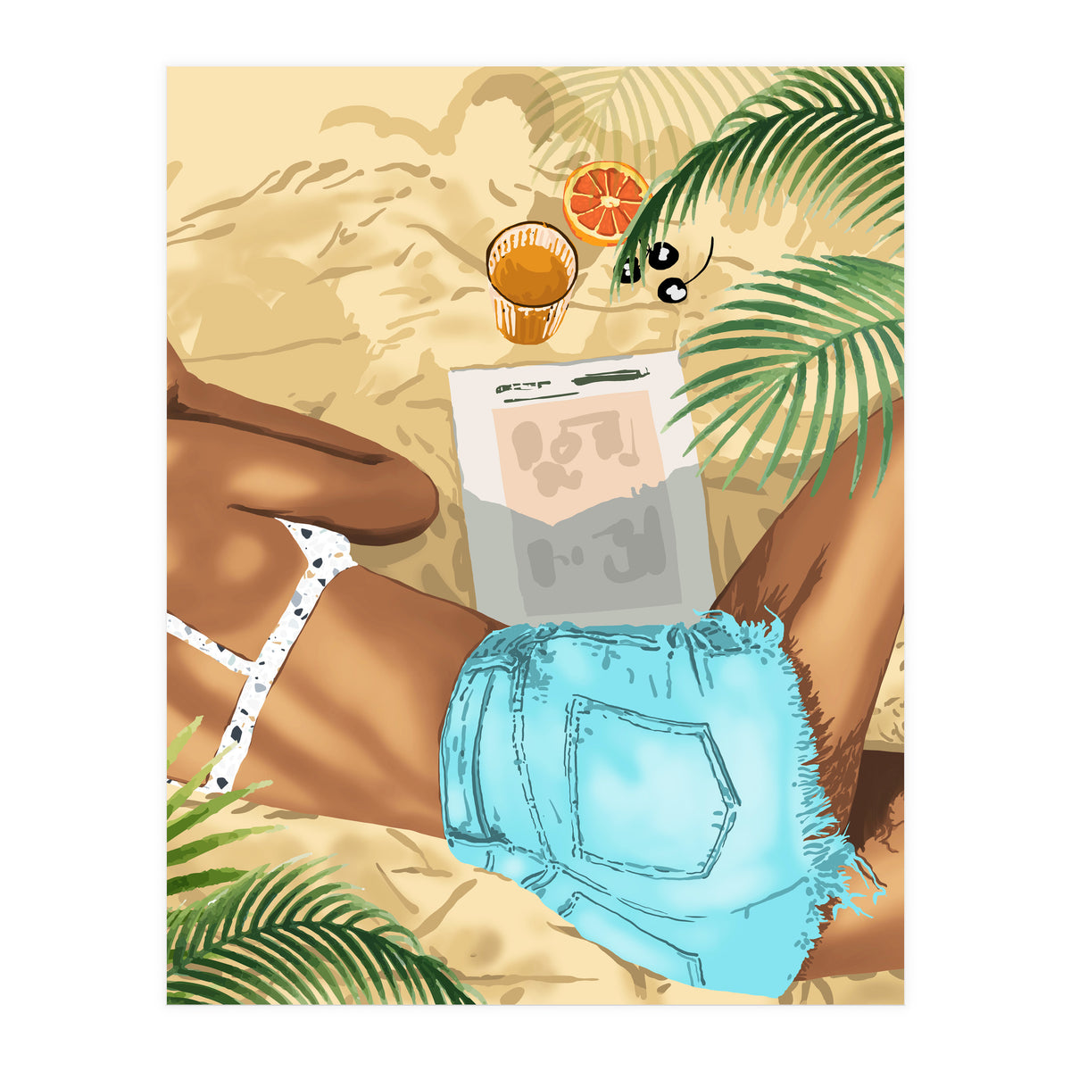 Keep Palm & Carry On Wall Art | Tropical Beach Bikini Fashion Travel Chai (Print Only)