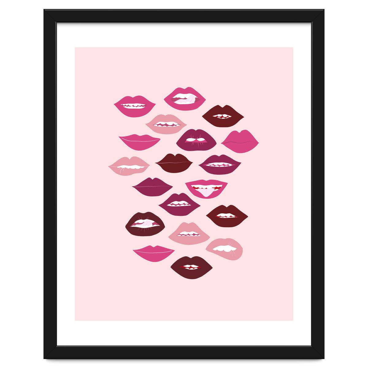 Lips Dark on Pink Background