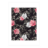 Floral pink - black & white dark (Print Only) thumbnail