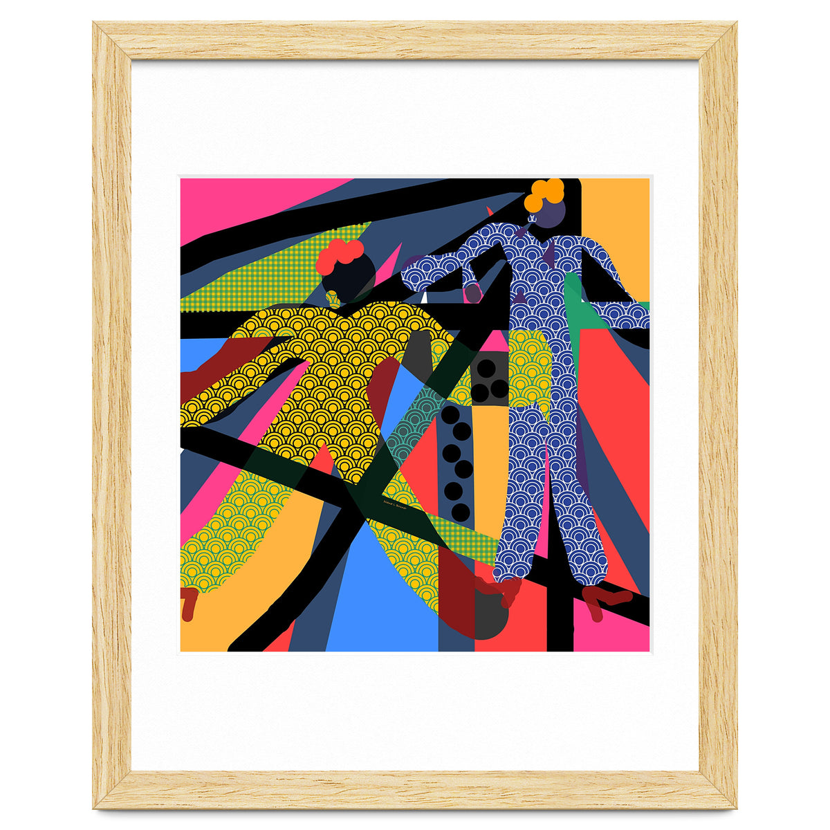 LADIES WEARING YELLOW AND BLUE PATTERNS