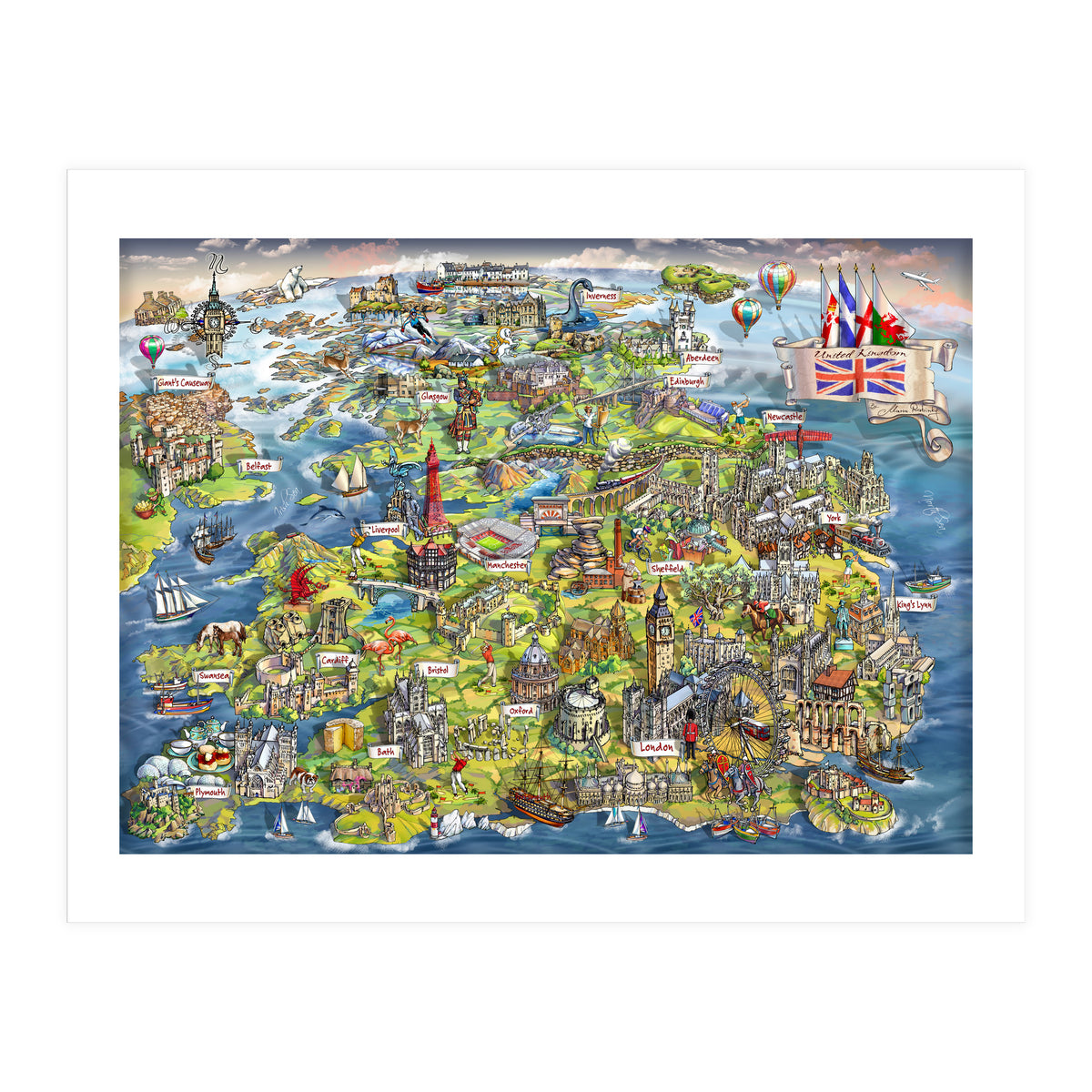 Illustrated Map Of The United Kingdom (Print Only)