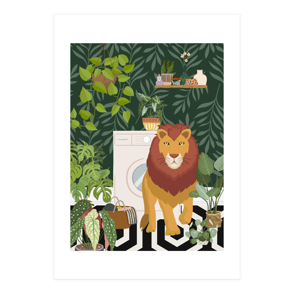 Lion in Laundry Room (Print Only)