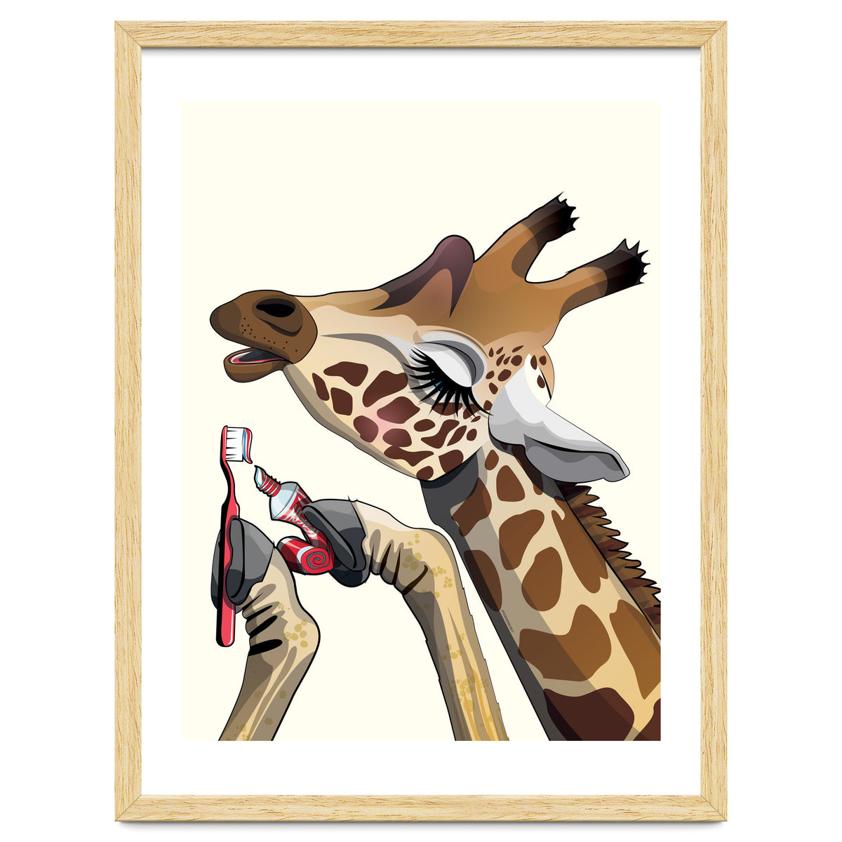 Giraffe Brushing Teeth, Funny Bathroom Humour