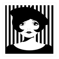 Retro 1960s Young Woman black and white (Print Only)
