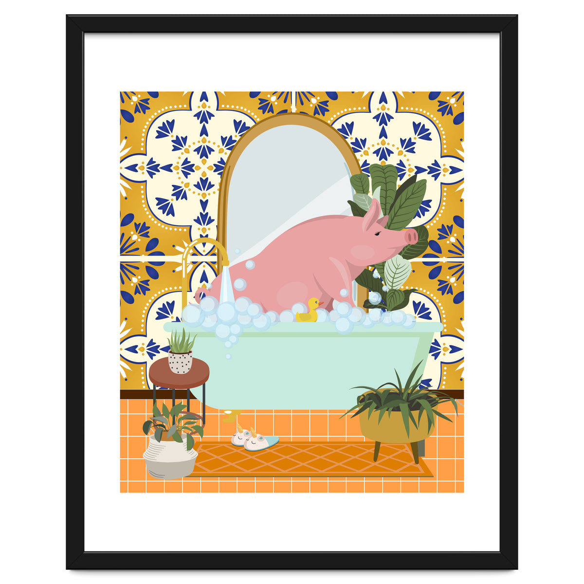 Piggie Bathing in Moroccan Style Bathroom