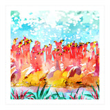 Save The Tropics Series Flamingo Flock Watercolor Painting (Print Only) thumbnail