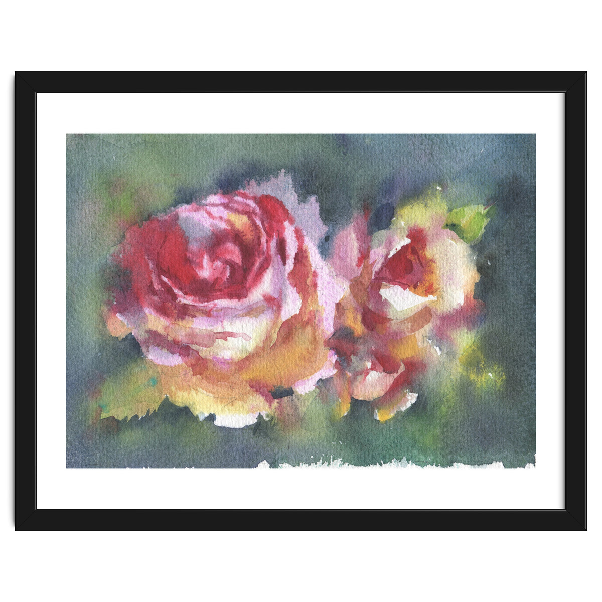 Wildflowers rose watercolor painting