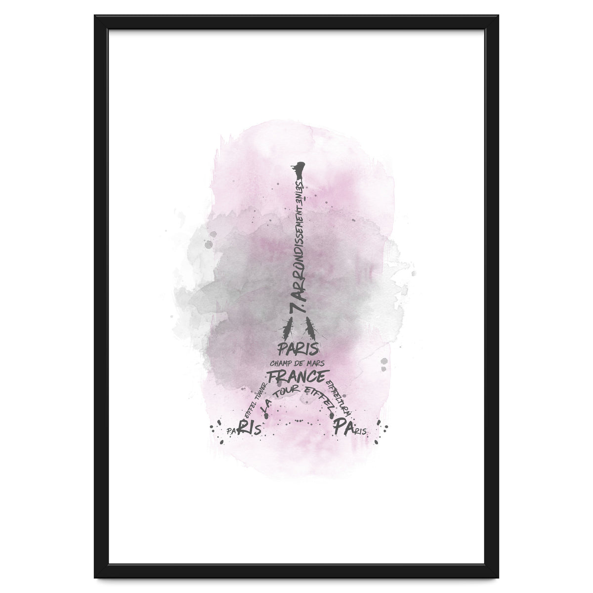Watercolor Art Eiffel Tower | pink