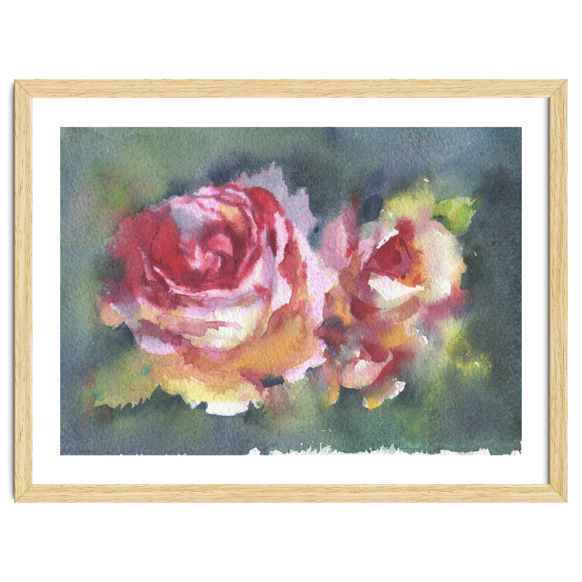 Wildflowers rose watercolor painting