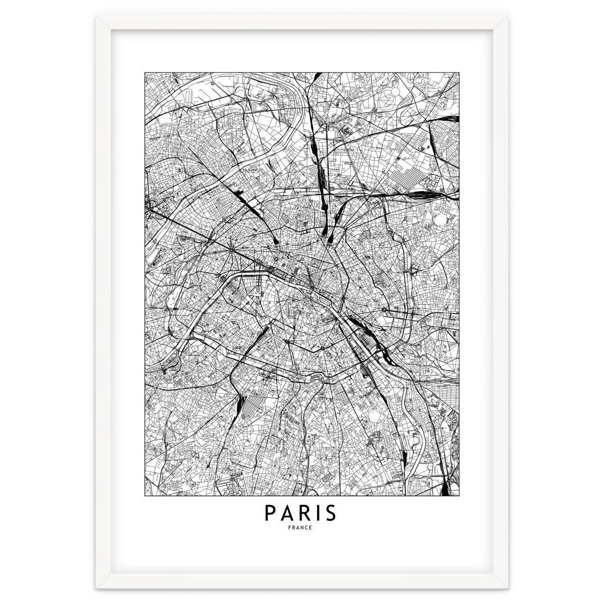 Paris White Map