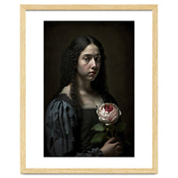 Sad Young Woman Moody Vintage Dark Painting