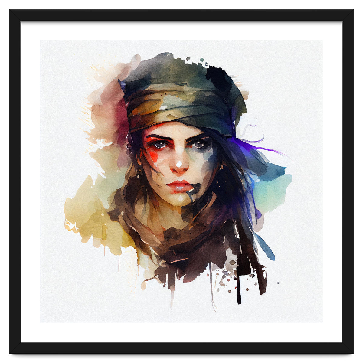 Watercolor Pirate Woman #1