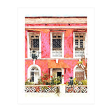 Monkey Business | Watercolor Tropical Goa Architecture Painting | Travel Pastel Pink Blush Building (Print Only) thumbnail